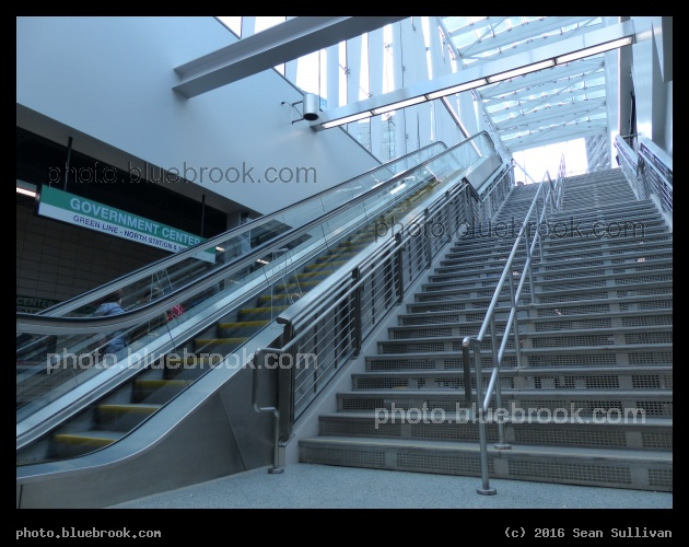 Government Center Staircase - Opening day of MBTA Government Center station after refurbishment, spring 2016