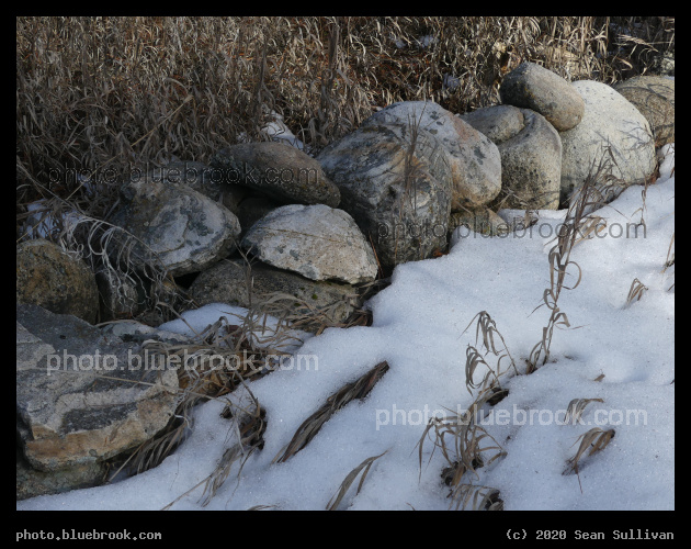 Line of Rocks in Winter - Stevensville MT