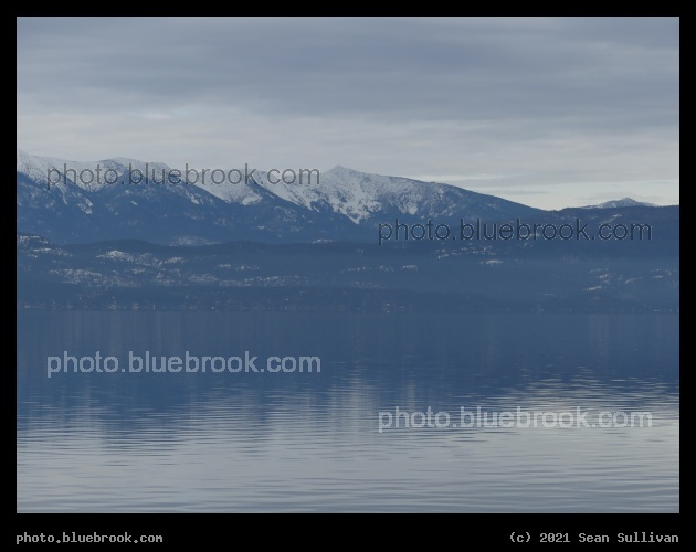 Blue Light on Lake and Mountains - Flathead Lake, Lakeside MT