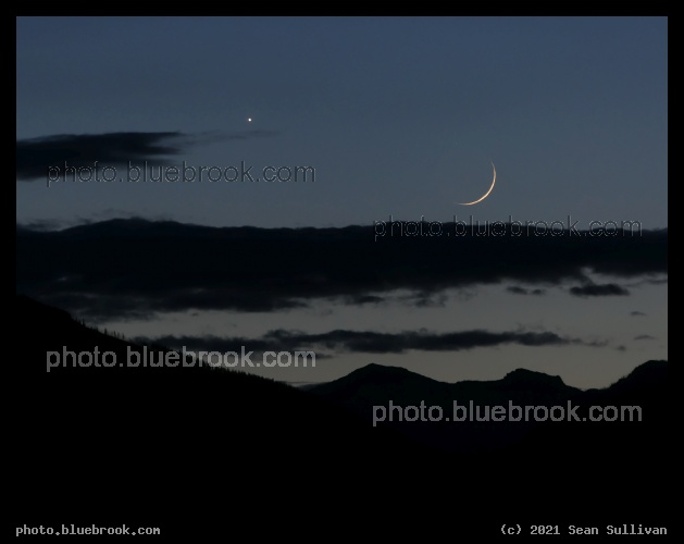 Thin Crescent - Moon and Venus over the Bitterroot Mountains, Corvallis MT