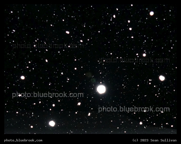 Flash of Snowflakes - A camera flash catching snowflakes midair, Corvallis MT