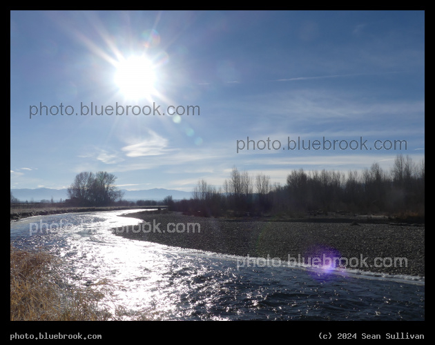 Sunny River - Sun glinting off the Bitterroot River, Skalkaho Bend Park, Hamilton MT