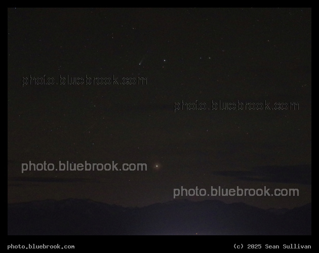 Comet Lemmon with Arcturus - Comet Lemmon (near top of frame) above the Bitterroot Mountains and the bright star Arcturus, Corvallis MT